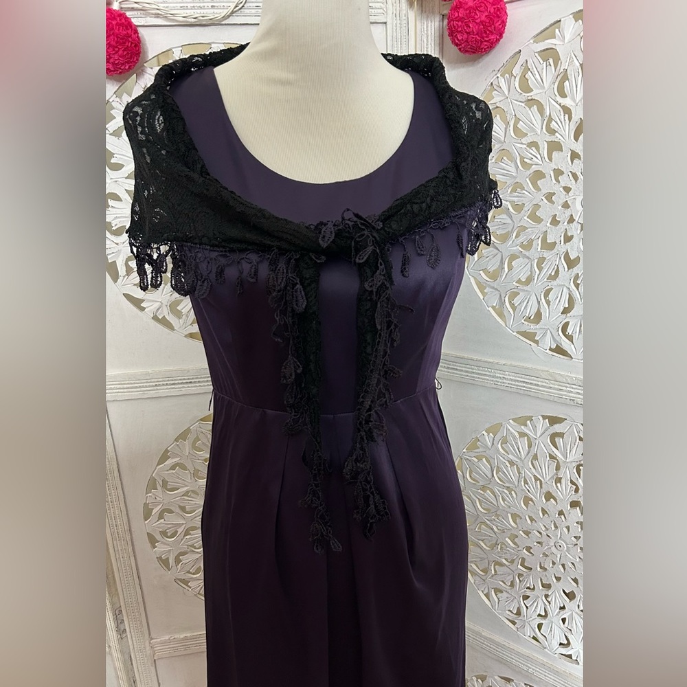 Rich Purple Satin Pencil Dress